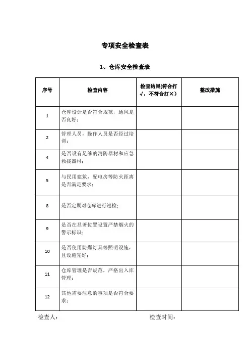专项安全检查表