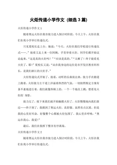 火炬传递小学作文 (细选3篇)
