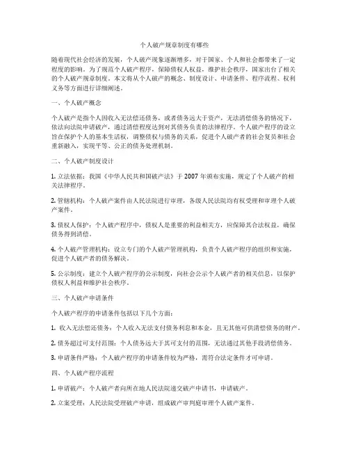 个人破产规章制度有哪些