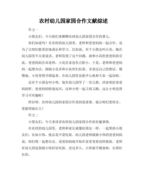 农村幼儿园家园合作文献综述