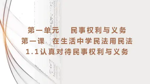 1.1认真对待民事权利与义务 课件-2023-2024学年高中政治统编版选择性必修二法律与生活