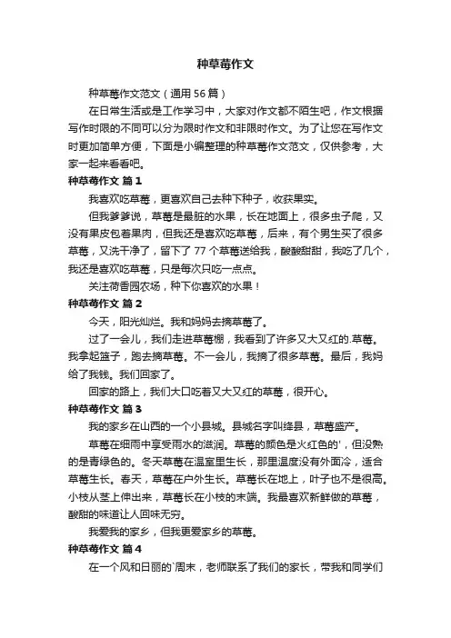 种草莓作文范文（通用56篇）