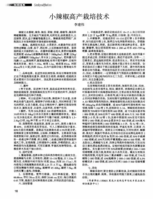 小辣椒高产栽培技术