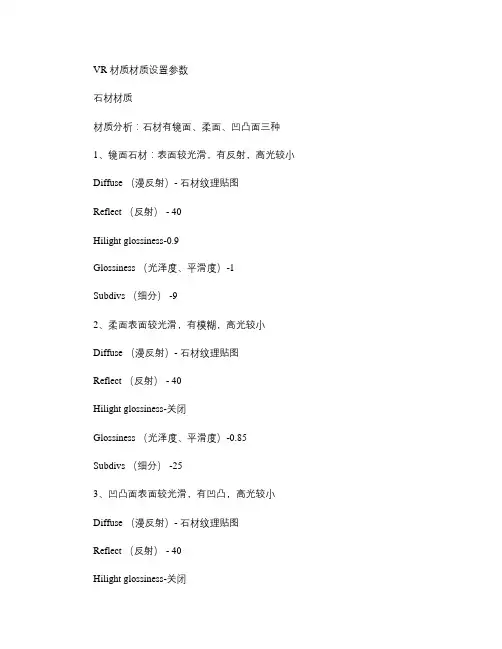 VR材质材质设置参数(精)