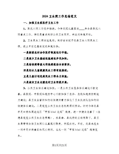 2024卫生院工作总结范文(五篇)