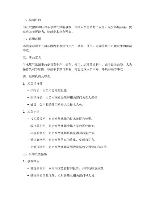 半水煤气应急预案