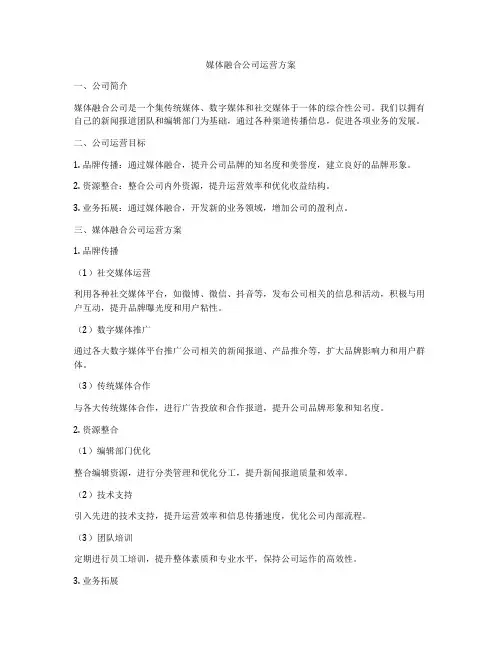 媒体融合公司运营方案