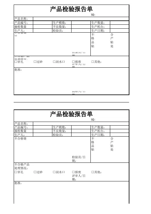wps表格模版：产品检验报告单