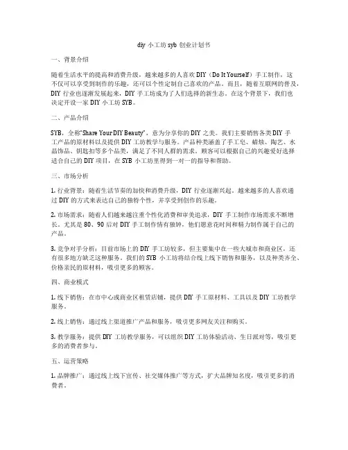 diy小工坊syb创业计划书
