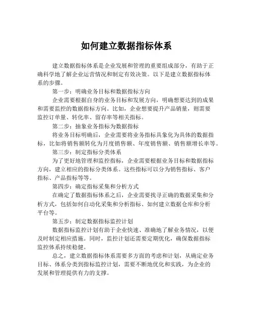 如何建立数据指标体系