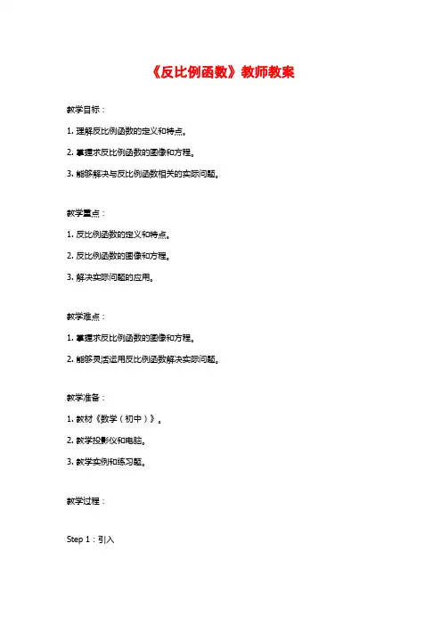 《反比例函数》教师教案
