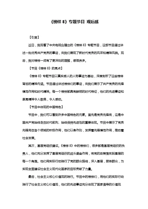 《榜样8》专题节目 观后感