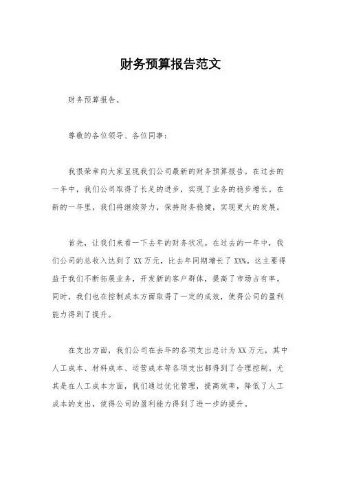 财务预算报告范文