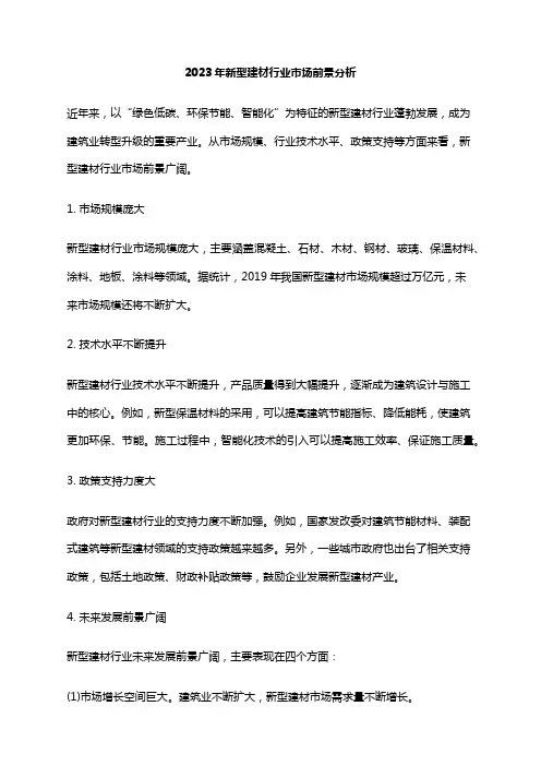 2023年新型建材行业市场前景分析