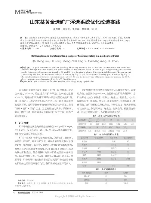 山东某黄金选矿厂浮选系统优化改造实践