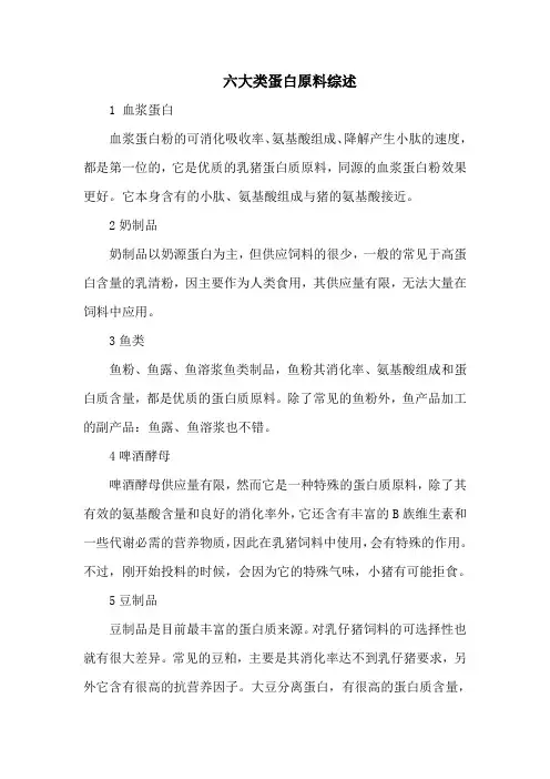 六大类蛋白原料综述