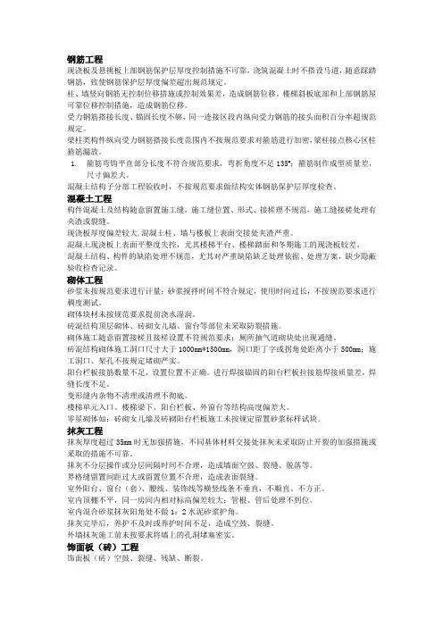 常见质量问题警示条文