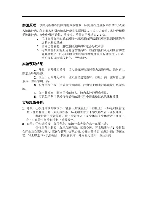 家兔实验性肺水肿实验报告