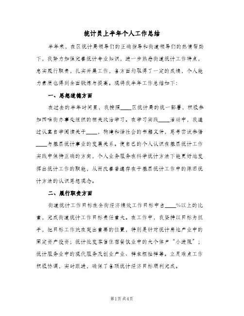 统计员上半年个人工作总结（二篇）