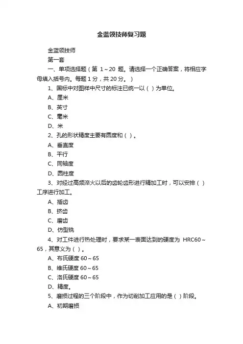 金蓝领技师复习题