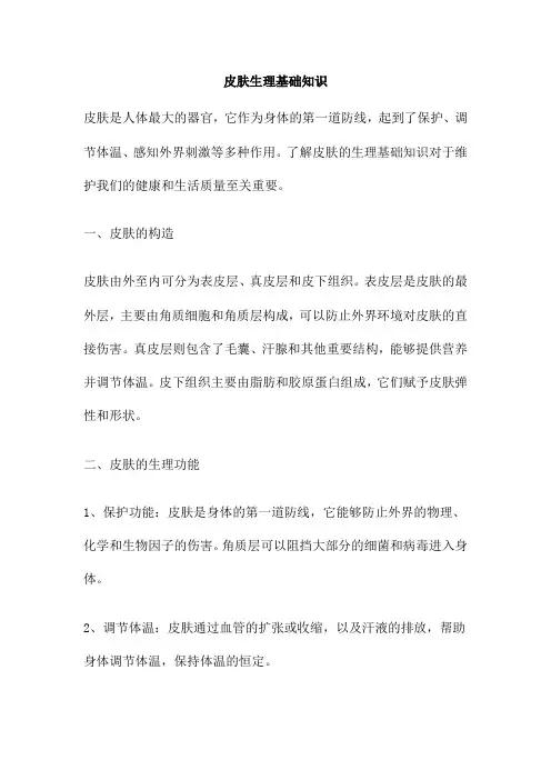 皮肤生理基础知识