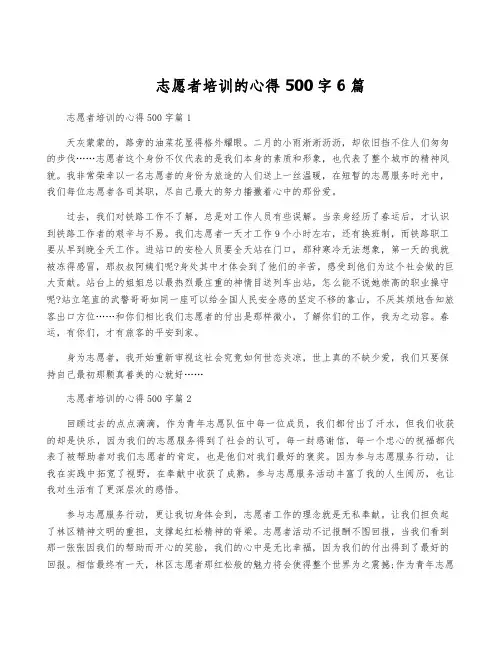 志愿者培训的心得500字6篇