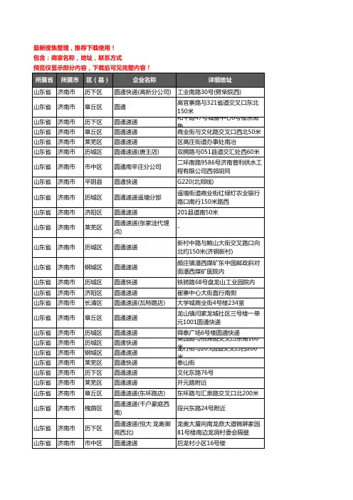 新版山东省济南市圆通快递企业公司商家户名录单联系方式地址大全76家