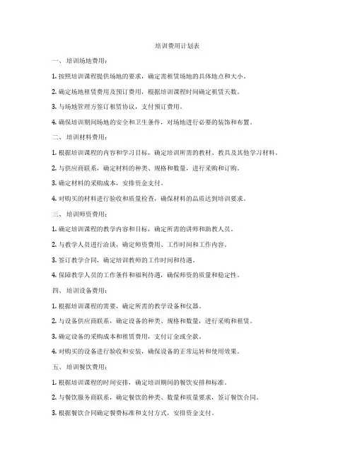 培训费用计划表