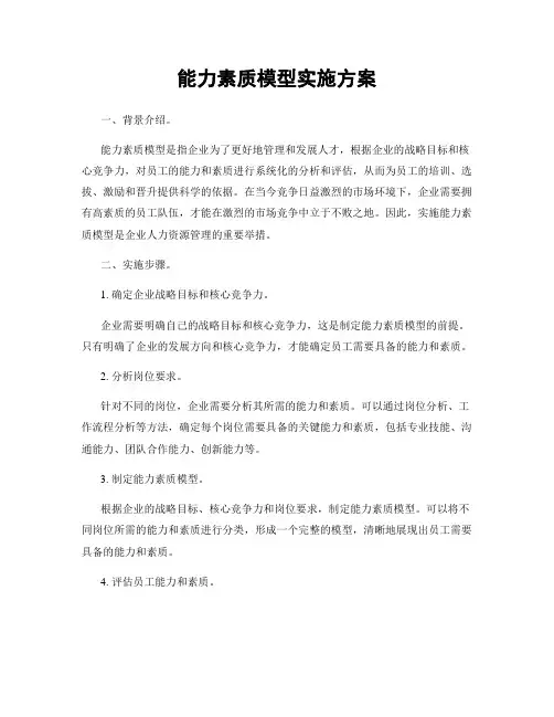 能力素质模型实施方案