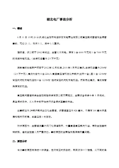 湖北电厂事故分析