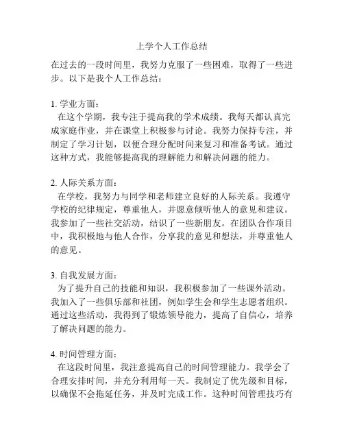 上学个人工作总结