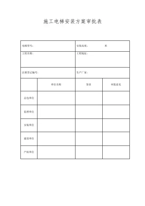 施工电梯安装方案审批表
