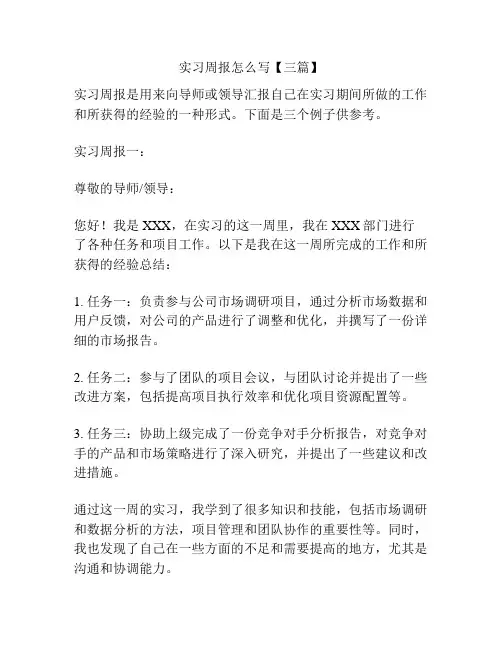 实习周报怎么写【三篇】
