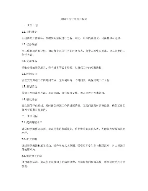 舞蹈工作计划及目标表