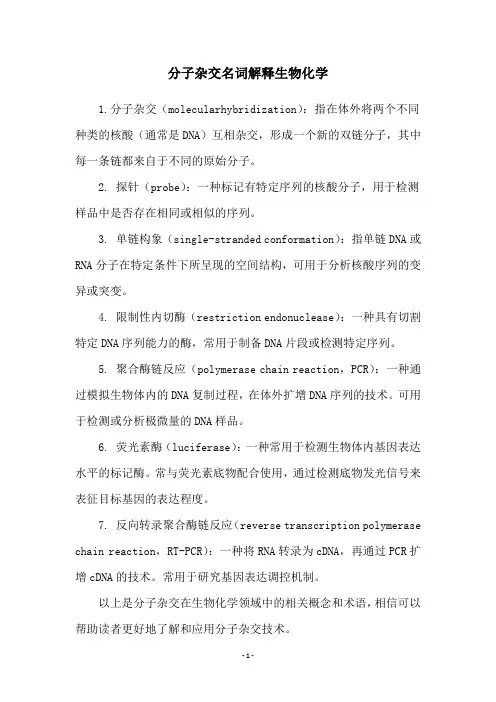分子杂交名词解释生物化学