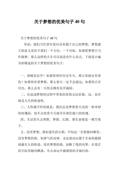 关于梦想的优美句子40句