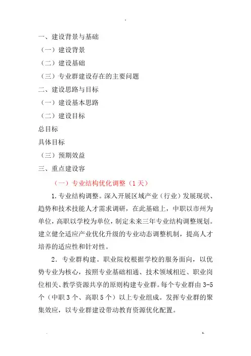 专业群建设及方案框架