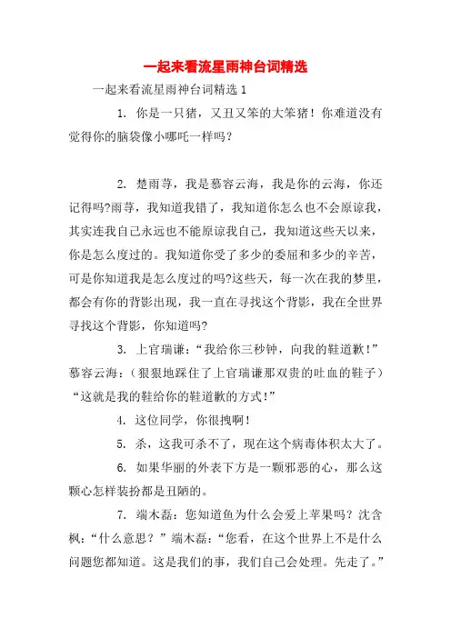 一起来看流星雨神台词精选
