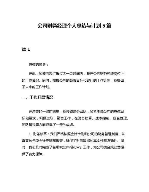 公司财务经理个人总结与计划5篇