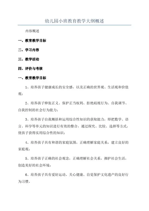 幼儿园小班教育教学大纲概述