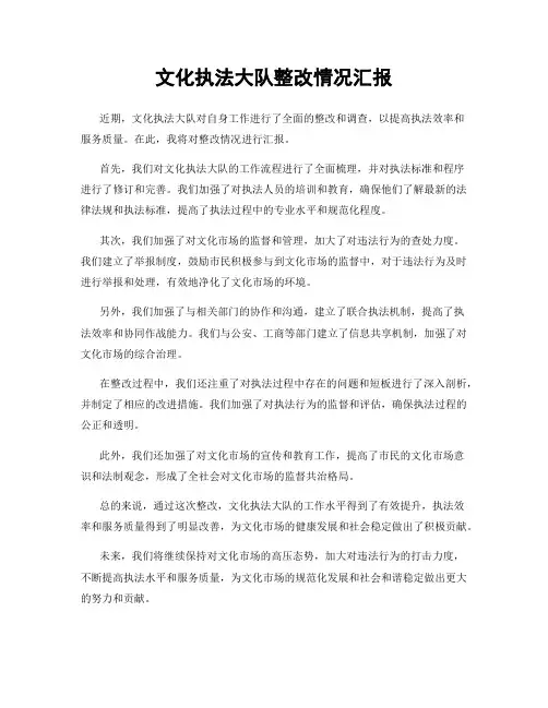 文化执法大队整改情况汇报