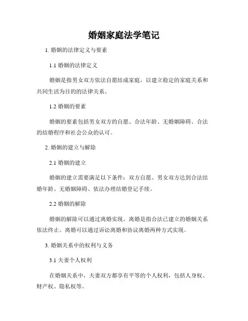 婚姻家庭法学笔记
