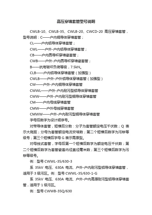 高压穿墙套管型号说明