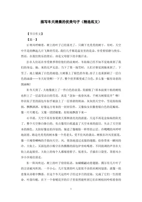 描写冬天清晨的优美句子(精选范文)