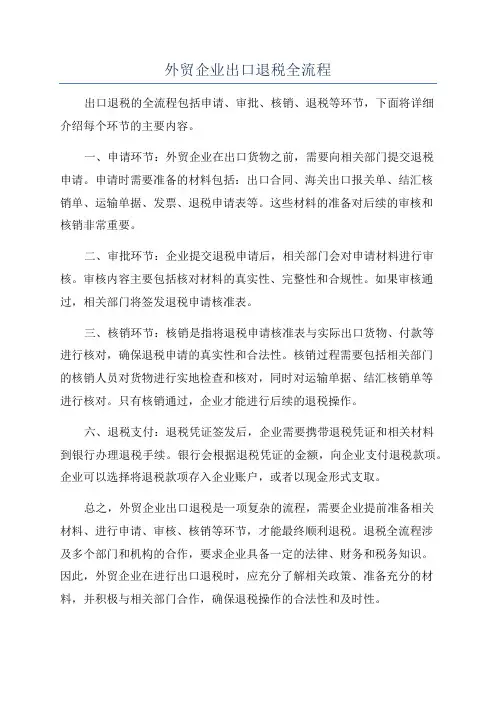 外贸企业出口退税全流程