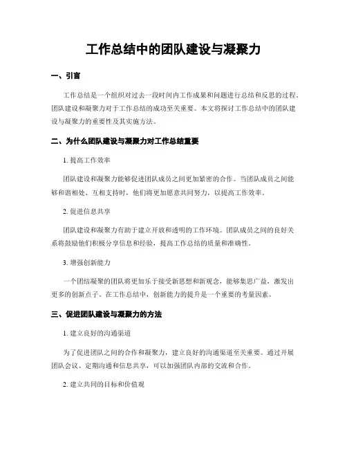 工作总结中的团队建设与凝聚力