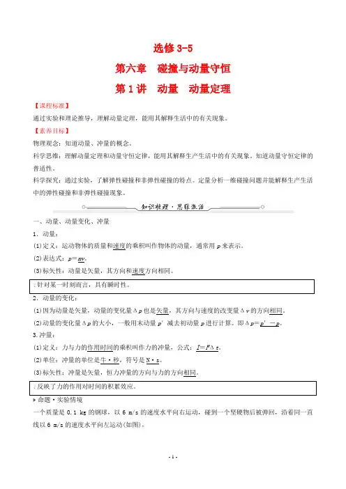 2023年人教版高中物理复习第六章第1讲动量、动量定理