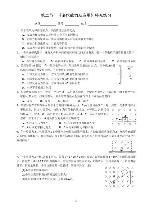 洛伦兹力练习