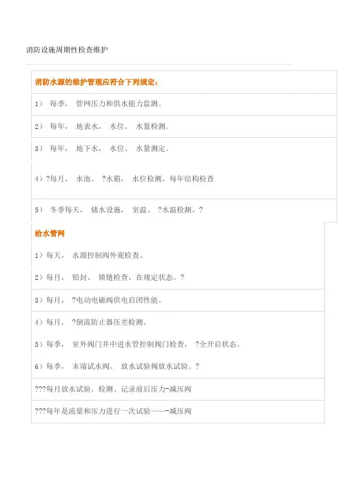 消防设施周期性检查维护