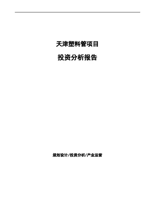 天津塑料管项目投资分析报告